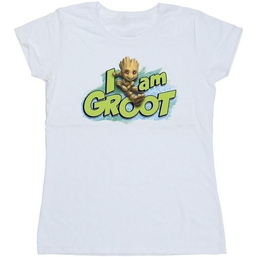 Vêtements Femme T-shirts manches longues Marvel Guardians Of The Galaxy I Am Groot Jumping Blanc