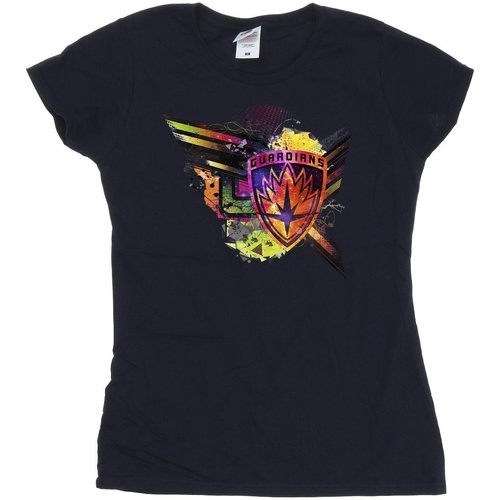 Vêtements Femme T-shirts manches longues Marvel Guardians Of The Galaxy Abstract Shield Chest Bleu