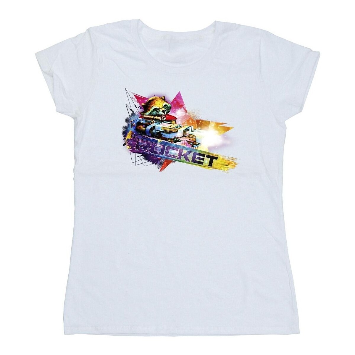 Vêtements Femme T-shirts manches longues Marvel Guardians Of The Galaxy Abstract Rocket Raccoon Blanc