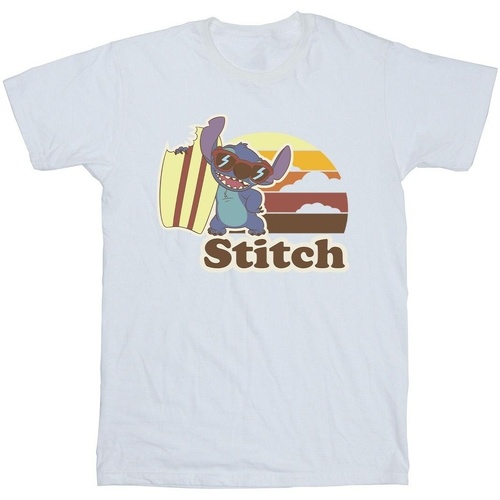 Vêtements Garçon T-shirts manches courtes Disney Lilo And Stitch Bitten Surfboard Blanc