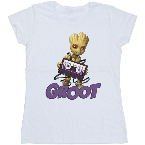 Vêtements Femme T-shirts manches longues Guardians Of The Galaxy Groot Casette Blanc