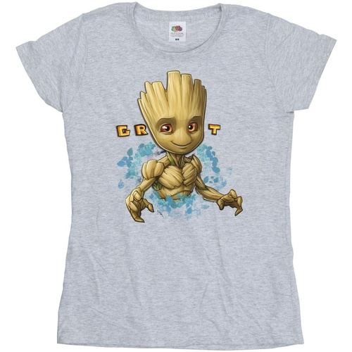 Vêtements Femme T-shirts manches longues Guardians Of The Galaxy Groot Flowers Gris