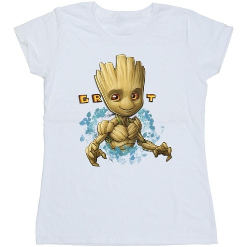 Vêtements Femme T-shirts manches longues Guardians Of The Galaxy Groot Flowers Blanc