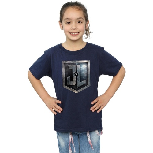 Vêtements Fille T-shirts manches longues Dc Comics Justice League Movie Shield Bleu