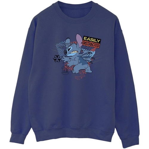 Vêtements Femme Sweats Disney Lilo And Stitch Easily Distracted Bleu
