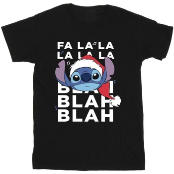 Vêtements Garçon T-shirts manches courtes Disney Lilo And Stitch Christmas Blah Blah Blah Noir