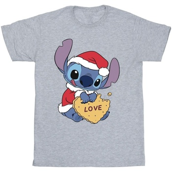 Vêtements Garçon T-shirts manches courtes Disney Lilo And Stitch Christmas Love Biscuit Gris