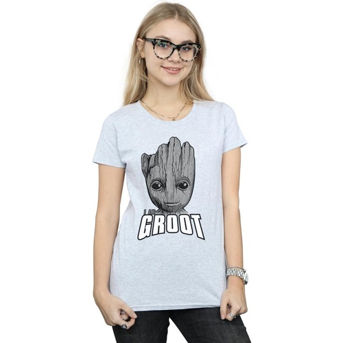 Vêtements Femme T-shirts manches longues Marvel Guardians Of The Galaxy Groot Face Gris
