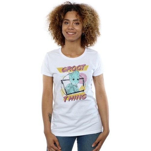 Vêtements Femme T-shirts manches longues Marvel Guardians Of The Galaxy Vol. 2 Groot Thing Blanc