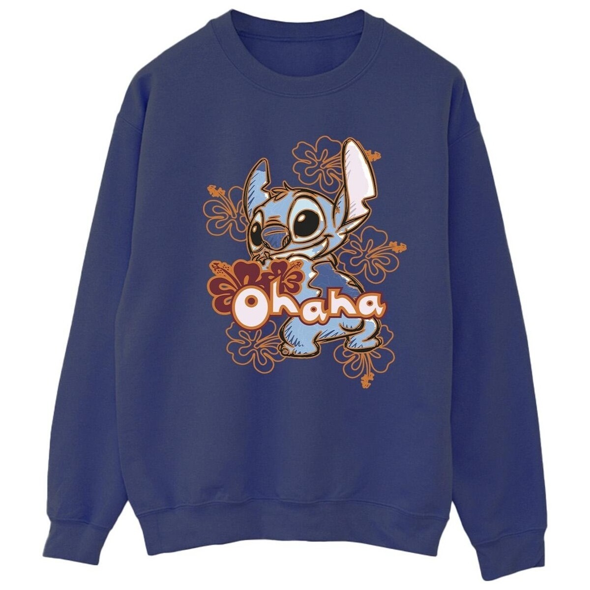 Vêtements Femme Sweats Disney Lilo And Stitch Ohana Orange Hibiscus Bleu