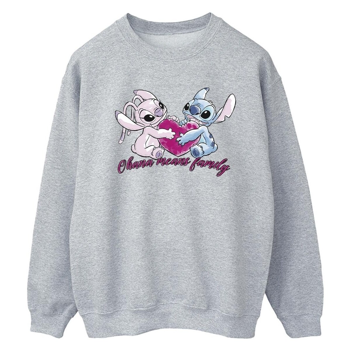 Vêtements Femme Sweats Disney Lilo And Stitch Ohana Heart With Angel Gris
