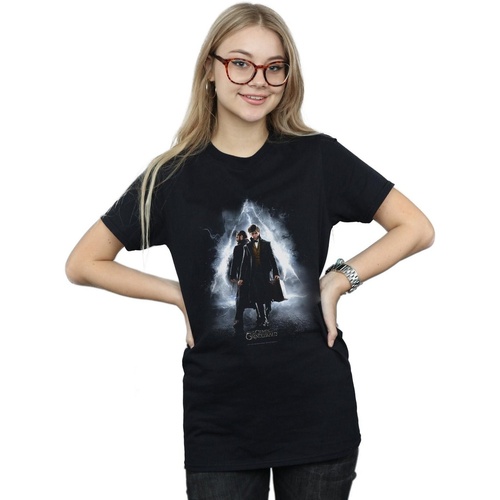 Vêtements Femme T-shirts manches longues Fantastic Beasts Newt And Dumbledore Poster Noir