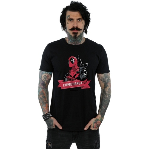 Vêtements Homme T-shirts manches longues Marvel Deadpool Chimichanga Finger Noir