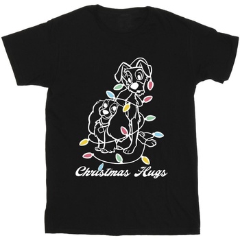Vêtements Garçon T-shirts manches courtes Disney Lady And The Trump Christmas Hugs Noir