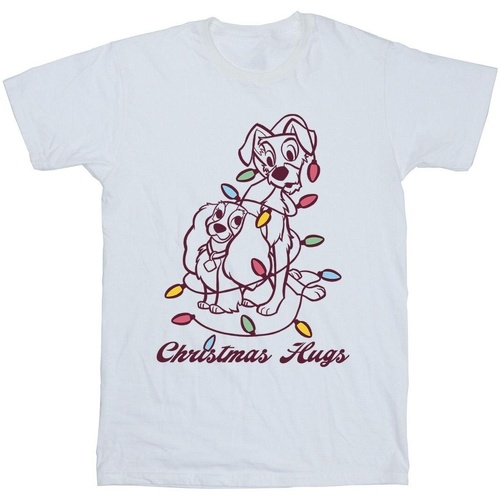 Vêtements Garçon T-shirts manches courtes Disney Lady And The Trump Christmas Hugs Blanc