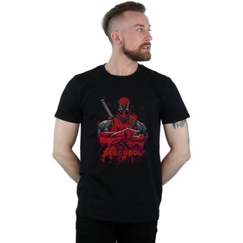 Vêtements Homme T-shirts manches longues Marvel Deadpool Pose Splat Noir