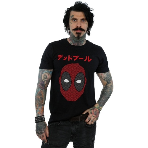 Vêtements Homme T-shirts manches longues Marvel Deadpool Japanese Seigaiha Head Noir