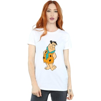 Vêtements Femme T-shirts manches longues The Flintstones Fred Flintstone Kick Blanc