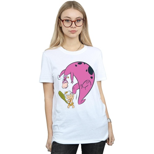Vêtements Femme T-shirts manches longues The Flintstones Bamm Bamm And Dino Blanc