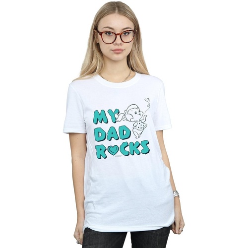 Vêtements Femme T-shirts manches longues The Flintstones Pebbles My Dad Rocks Blanc