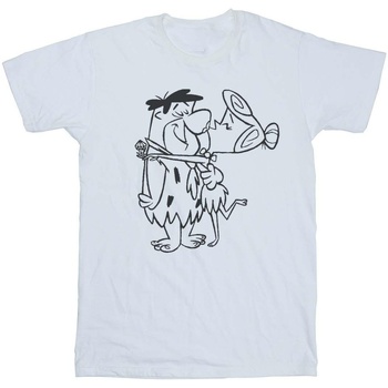 Vêtements Femme T-shirts manches longues The Flintstones Fred and Wilma Kiss Blanc