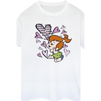 Vêtements Femme T-shirts manches longues The Flintstones Pebbles Love Love Love Blanc