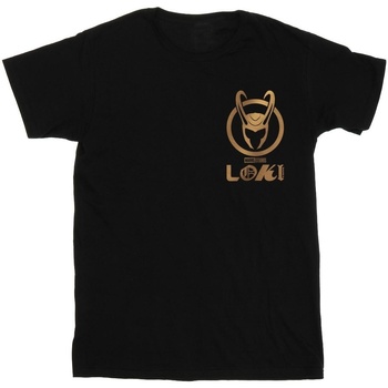Vêtements Fille T-shirts manches longues Marvel Loki Horn Logo Faux Pocket Noir