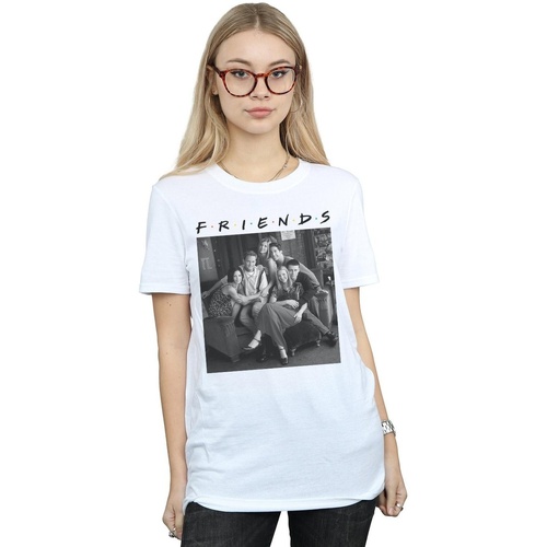 Vêtements Femme T-shirts manches longues Friends Black And White Photo Blanc