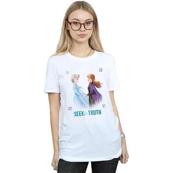 Vêtements Femme T-shirts manches longues Disney Frozen 2 Elsa And Anna Seek The Truth Blanc
