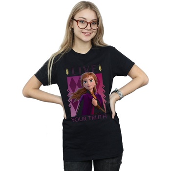 Vêtements Femme T-shirts manches longues Disney Frozen 2 Anna Live Your Truth Noir