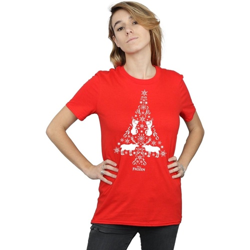 Vêtements Femme T-shirts manches longues Disney Frozen Christmas Tree Rouge