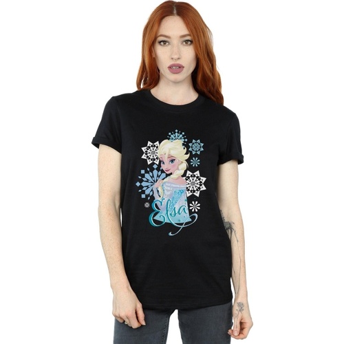 Vêtements Femme T-shirts manches longues Disney Frozen Elsa Snowflakes Noir