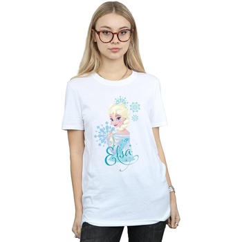 Vêtements Femme T-shirts manches longues Disney Frozen Elsa Snowflakes Blanc