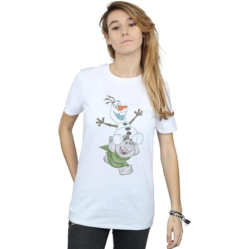 Vêtements Femme T-shirts manches longues Disney Frozen Olaf And Troll Blanc