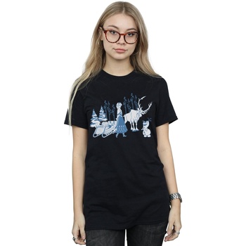 Vêtements Femme T-shirts manches longues Disney Frozen Anna Sven And Olaf Noir