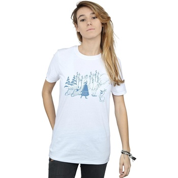 Vêtements Femme T-shirts manches longues Disney Frozen Anna Sven And Olaf Blanc