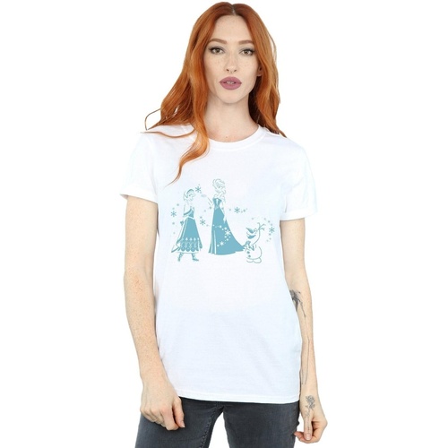Vêtements Femme T-shirts manches longues Disney Frozen Magic Snowflakes Blanc