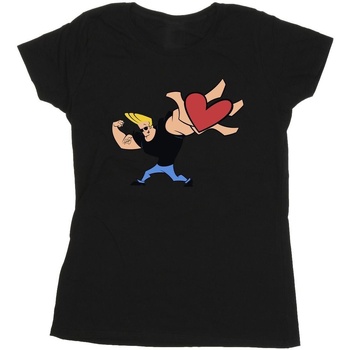 Vêtements Femme T-shirts manches longues Johnny Bravo Heart Present Noir