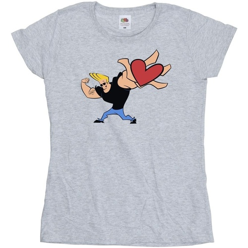 Vêtements Femme T-shirts manches longues Johnny Bravo Heart Present Gris