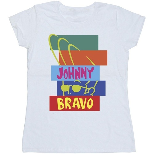 Vêtements Femme T-shirts manches longues Johnny Bravo Rectangle Pop Art Blanc