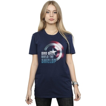 Vêtements Femme T-shirts manches longues Marvel The Falcon And The Winter Soldier Wield The Shield Bleu