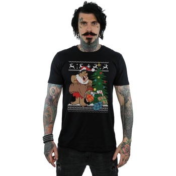 Vêtements Homme T-shirts manches longues The Flintstones Christmas Fair Isle Noir