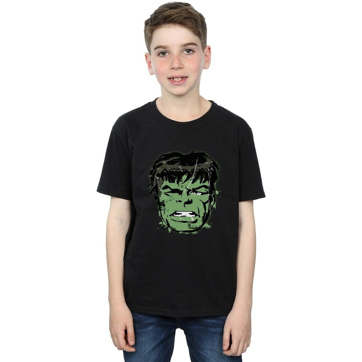 Vêtements Garçon T-shirts manches courtes Marvel Incredible Hulk Distressed Face Noir