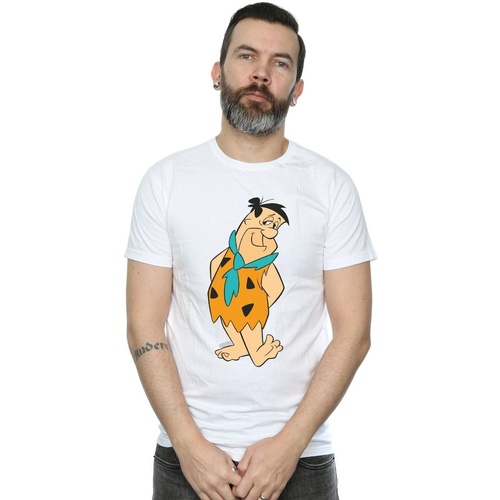 Vêtements Homme T-shirts manches longues The Flintstones Fred Flintstone Kick Blanc