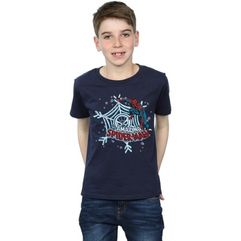 Vêtements Garçon T-shirts manches courtes Marvel Spider-Man Christmas Bleu