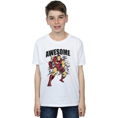Vêtements Garçon T-shirts manches courtes Marvel Awesome Iron Man Blanc