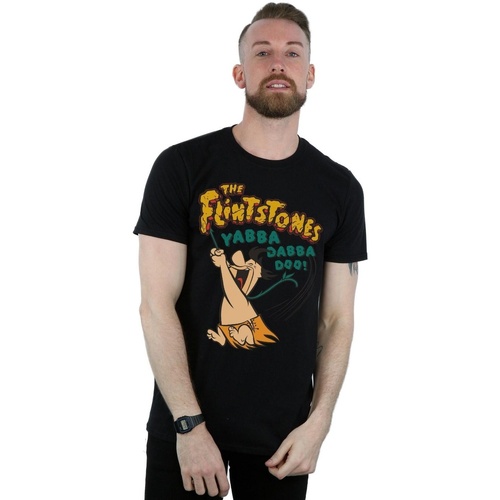 Vêtements Homme T-shirts manches longues The Flintstones Fred Yabba Dabba Doo Noir