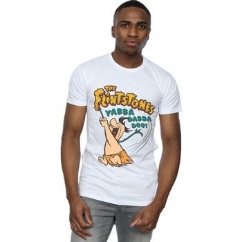 Vêtements Homme T-shirts manches longues The Flintstones Fred Yabba Dabba Doo Blanc