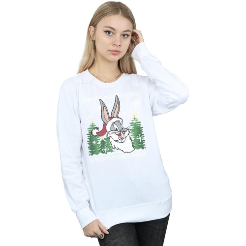 Vêtements Femme Sweats Dessins Animés Bugs Bunny Christmas Fair Isle Blanc
