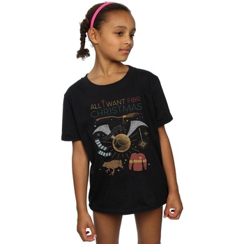 Vêtements Fille T-shirts manches longues Harry Potter All I Want For Christmas Noir